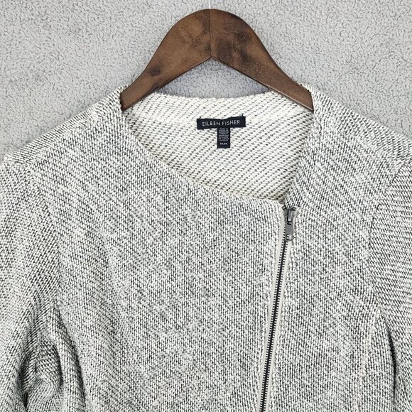 Eileen Fisher Womens M Tweed Organic Cotton Full Zip Jacket GT - Picture 6 of 8